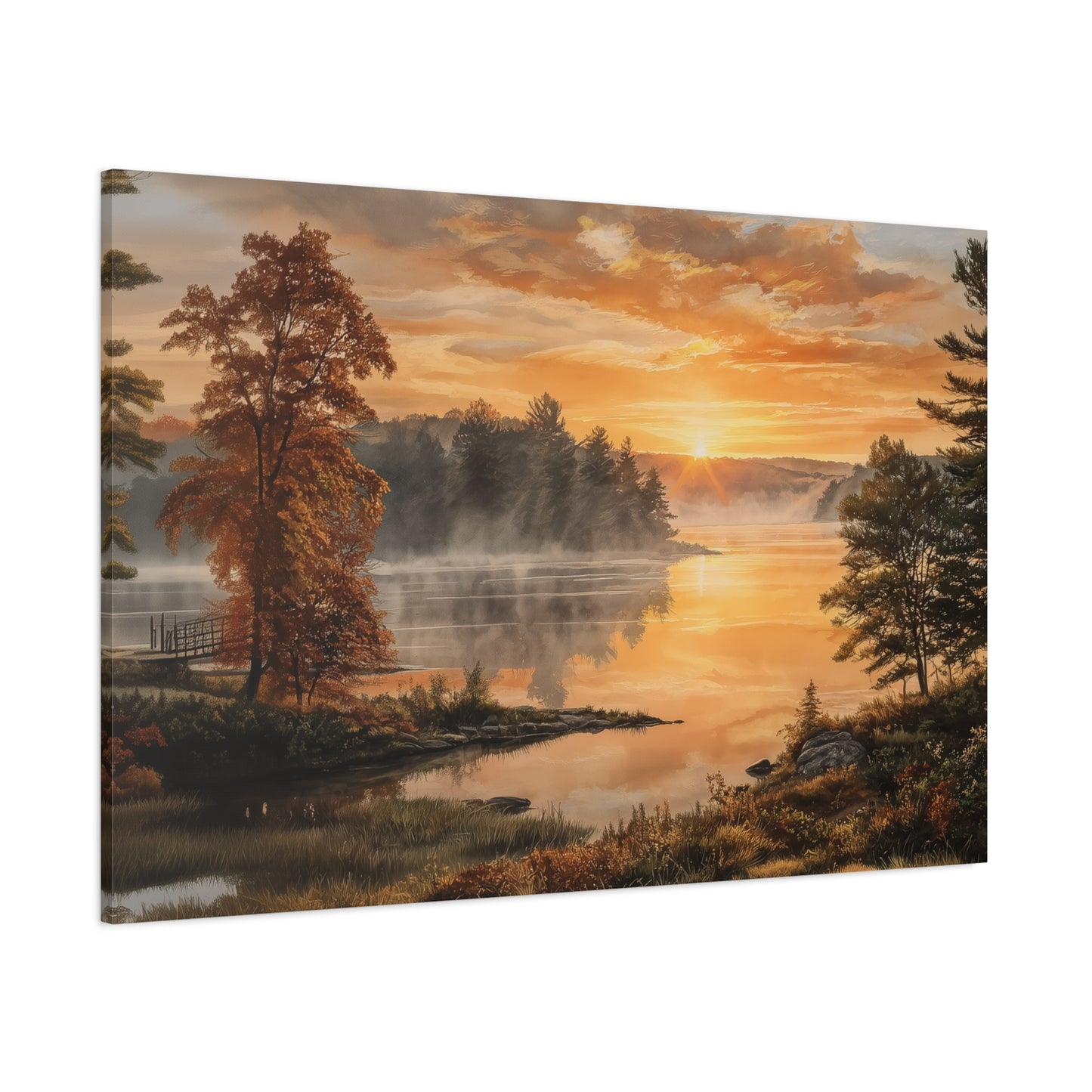 Autumn Sunrise Lake Canvas Print