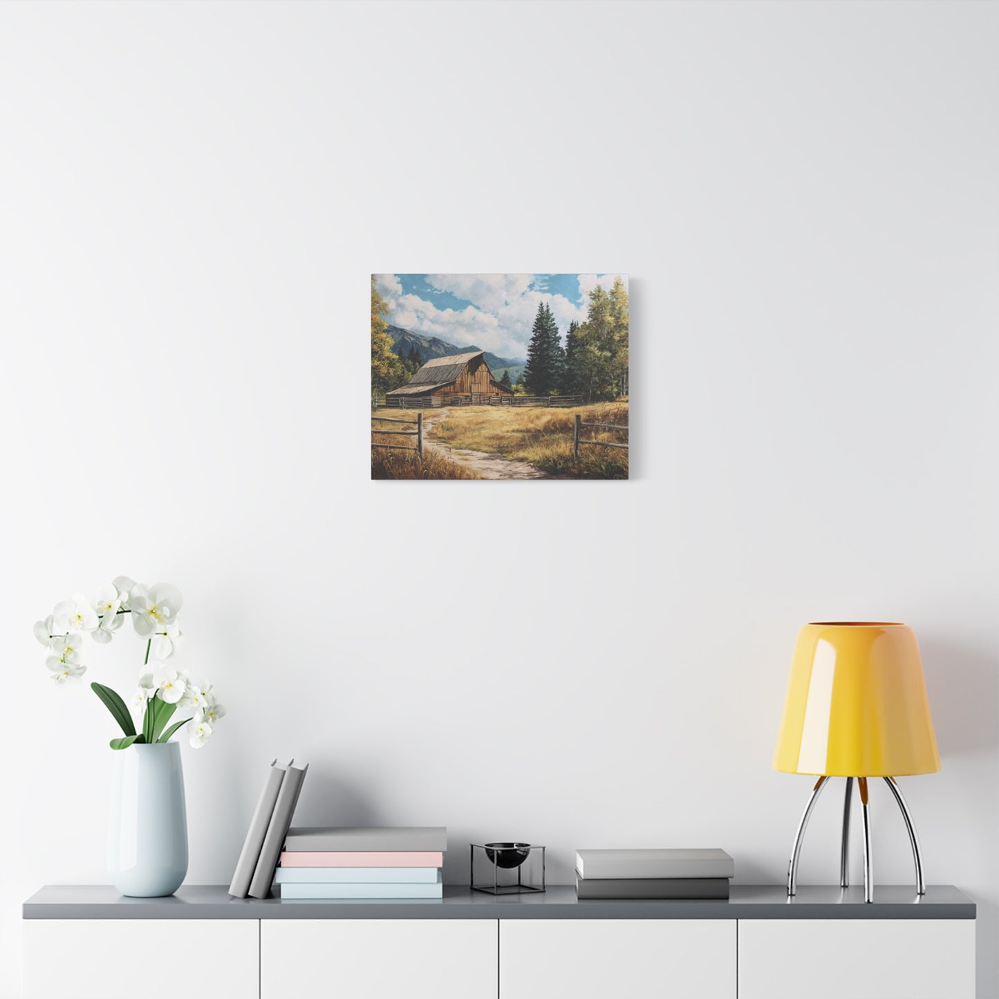 Rustic Barn Canvas Wall Art — Country Landscape Matte Stretched Print