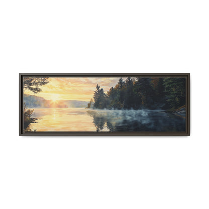 Sunrise Lake Framed Canvas Print — Forest Reflection Wall Art
