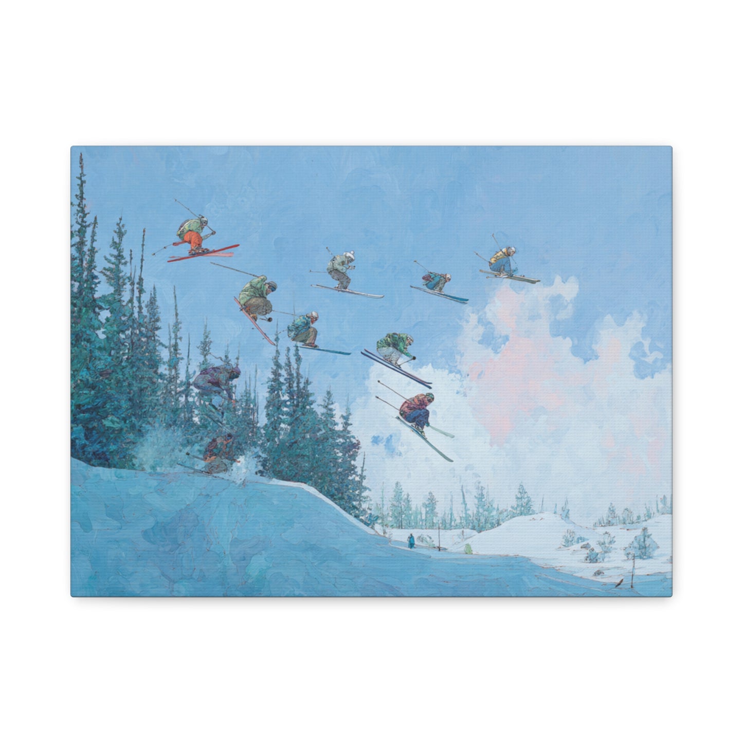 Canvas Print, Skiers Delight Jump Sequence Matte Wall Art, Skiers Gift, Skiing Decor, Winter Sports Poster, Ski Lodge Decoration
