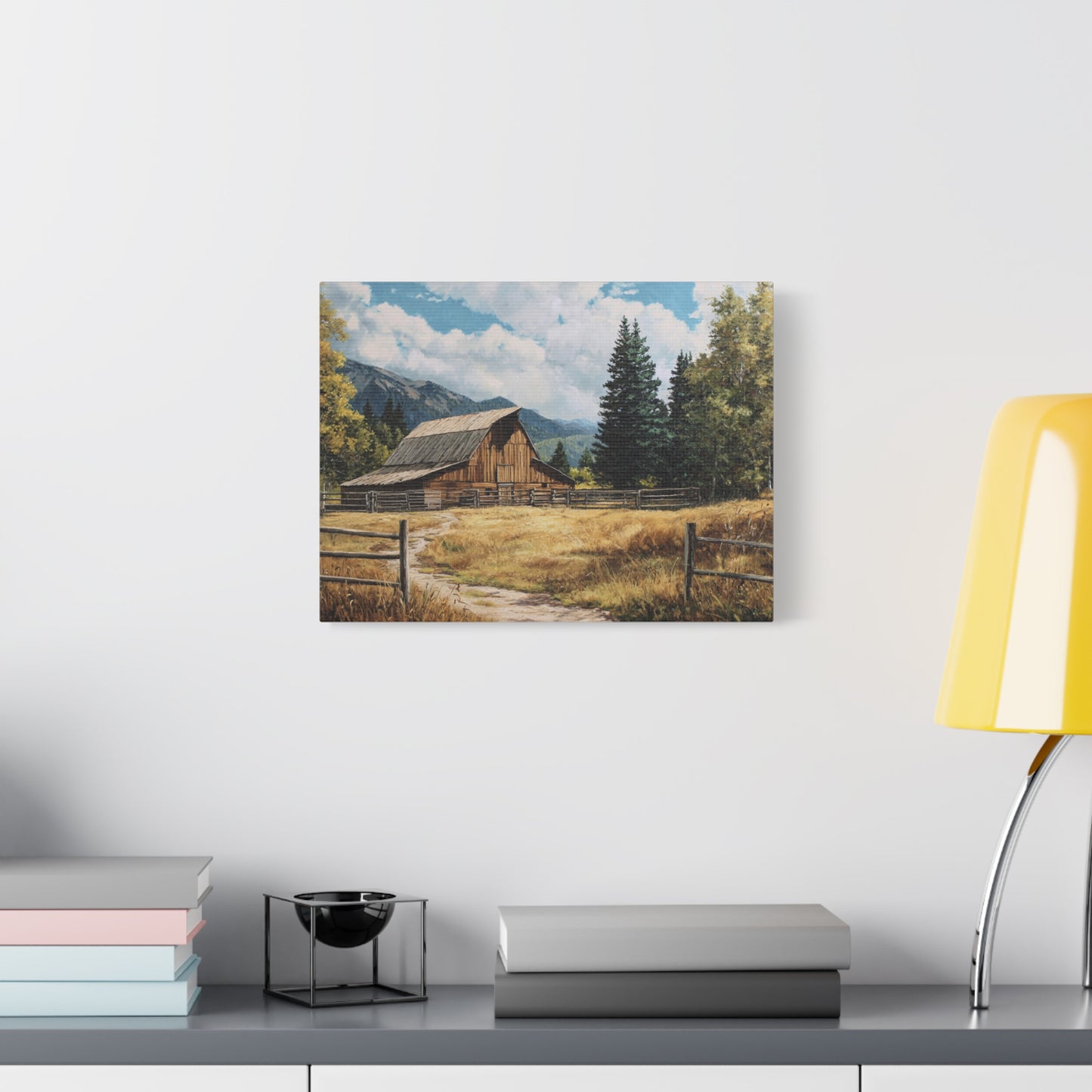Rustic Barn Canvas Wall Art — Country Landscape Matte Stretched Print