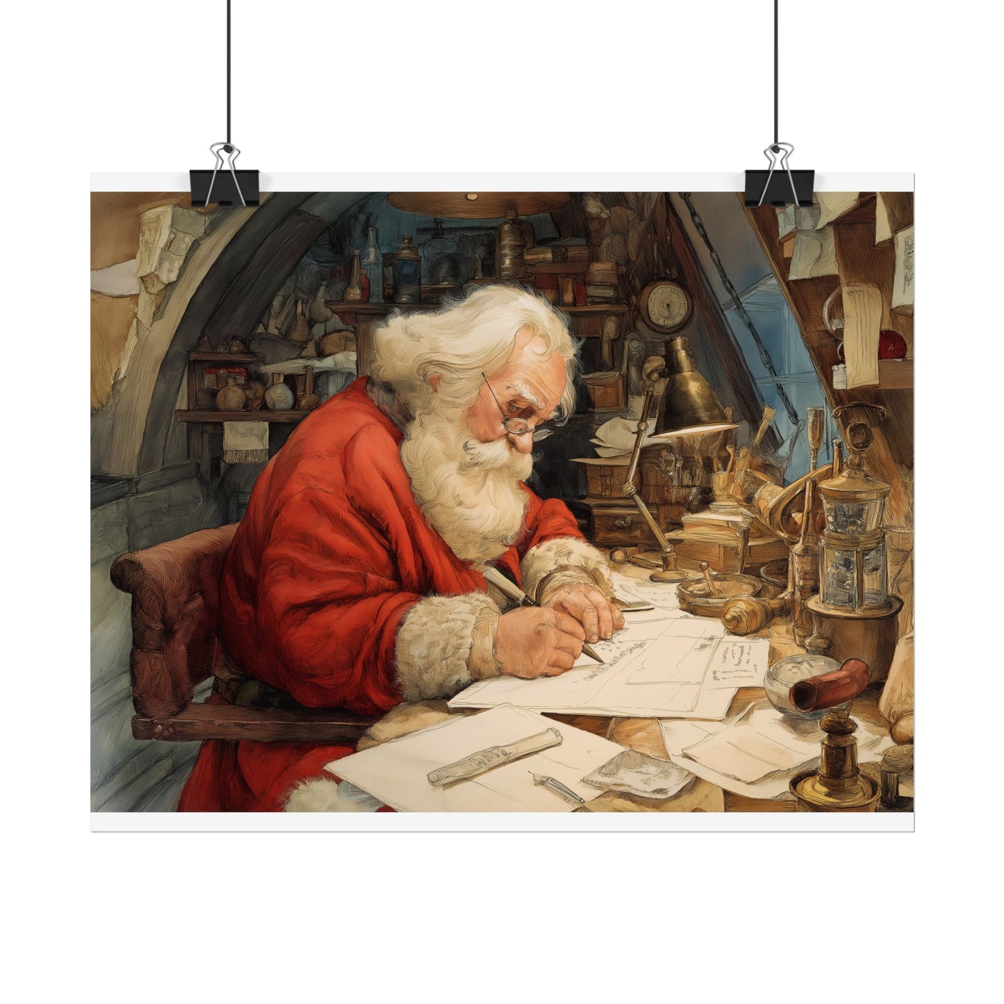 Rolled Poster - Santa Workshop Whimsical Holiday Decor