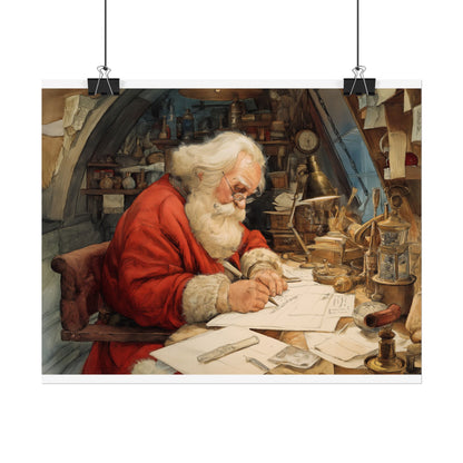 Rolled Poster - Santa Workshop Whimsical Holiday Decor