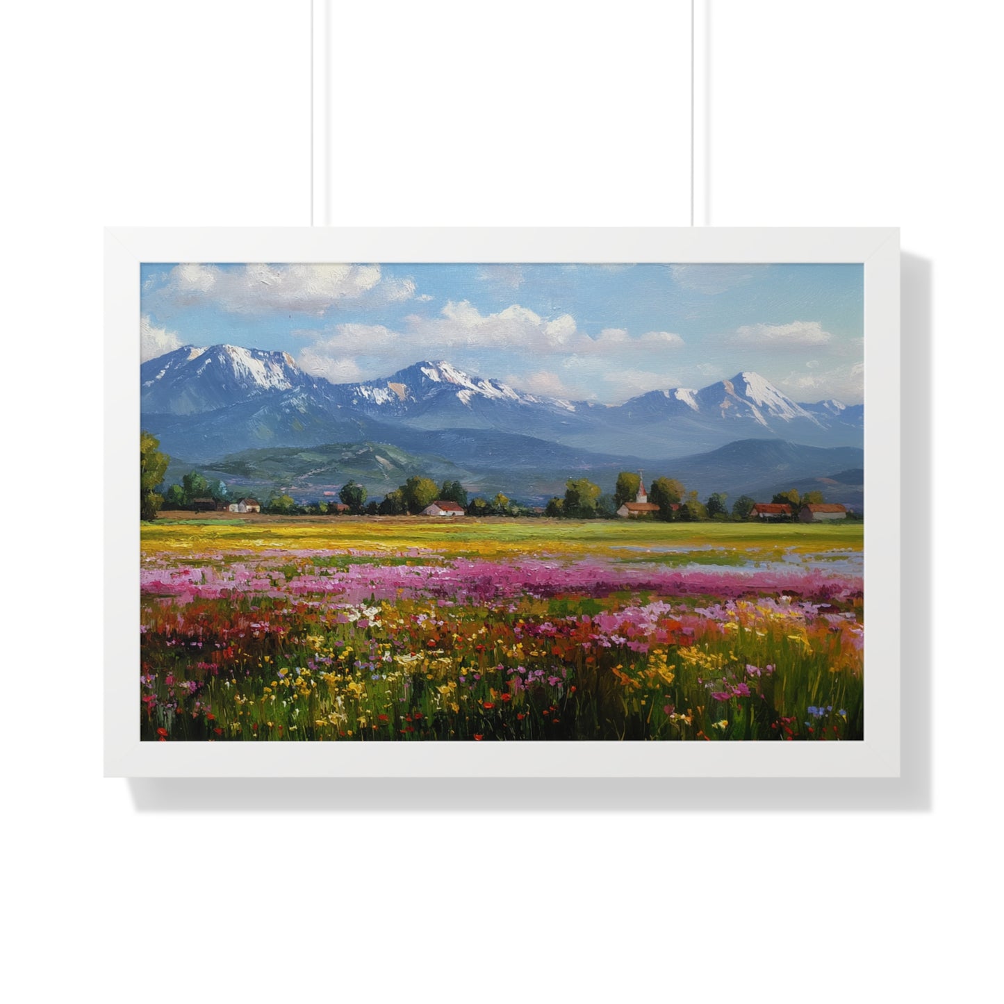 Framed Landscape Print — French Mountain Meadow Wall Art