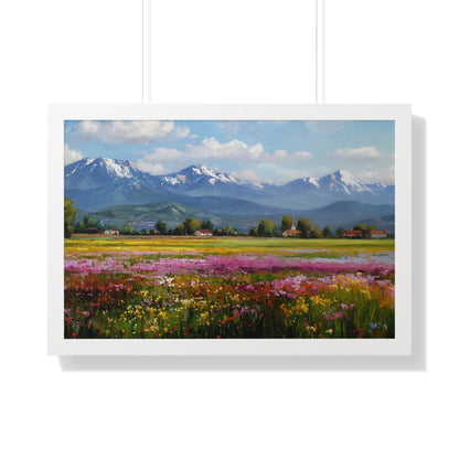 Framed Landscape Print — French Mountain Meadow Wall Art