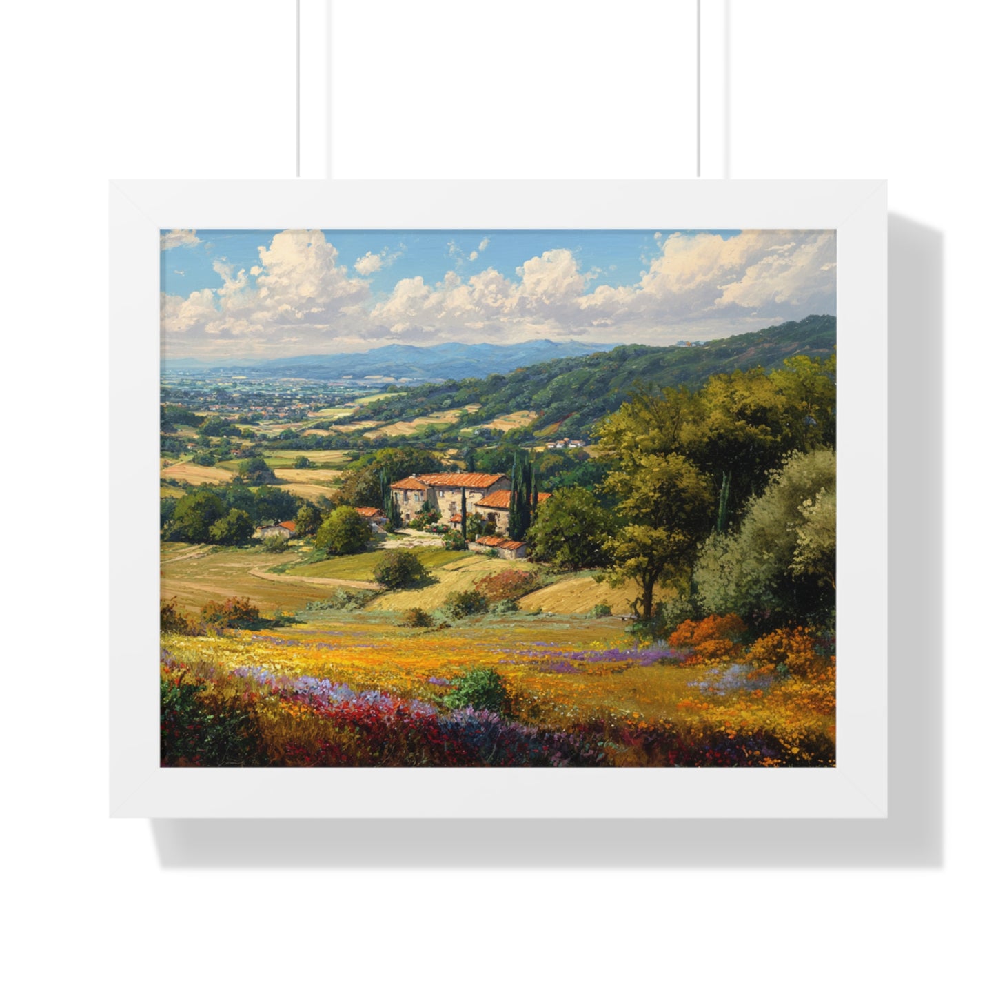 Tuscan Countryside Landscape Wall Art - Framed Art Print