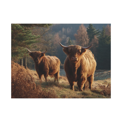 Highland Cattle Matte Canvas Print — Rustic Farmhouse Wall Art