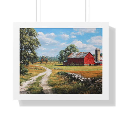 Rustic Red Barn Landscape - Framed Print