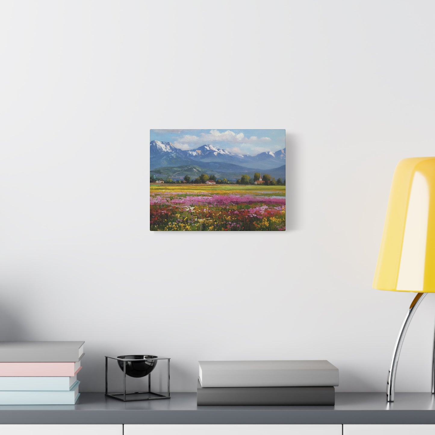 Canvas Print - Impressionist Mountain Landscape with Flowers