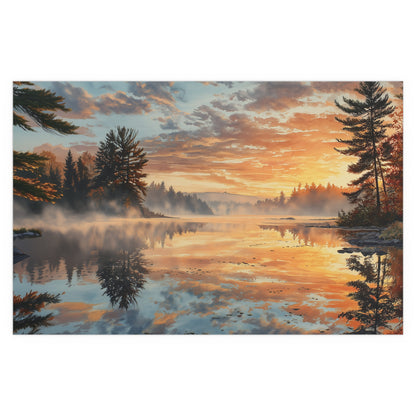 Autumn Lakeside Sunrise - Silk Paper Print