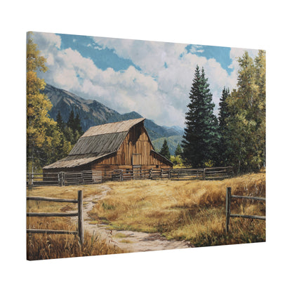 Rustic Barn Canvas Wall Art — Country Landscape Matte Stretched Print