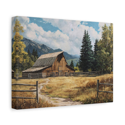 Rustic Barn Canvas Wall Art — Country Landscape Matte Stretched Print