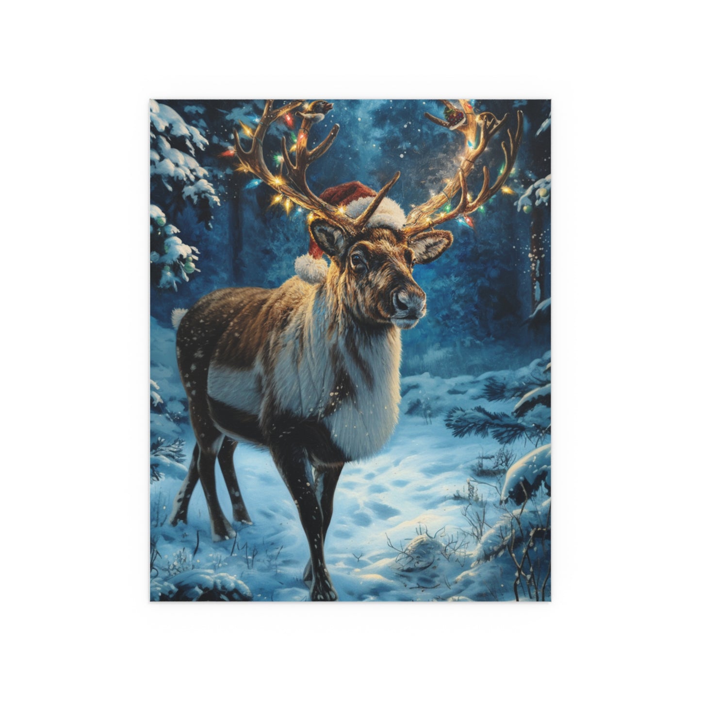 Whimsical Reindeer Silk Paper Print — Indoor/Outdoor Holiday Wall Art