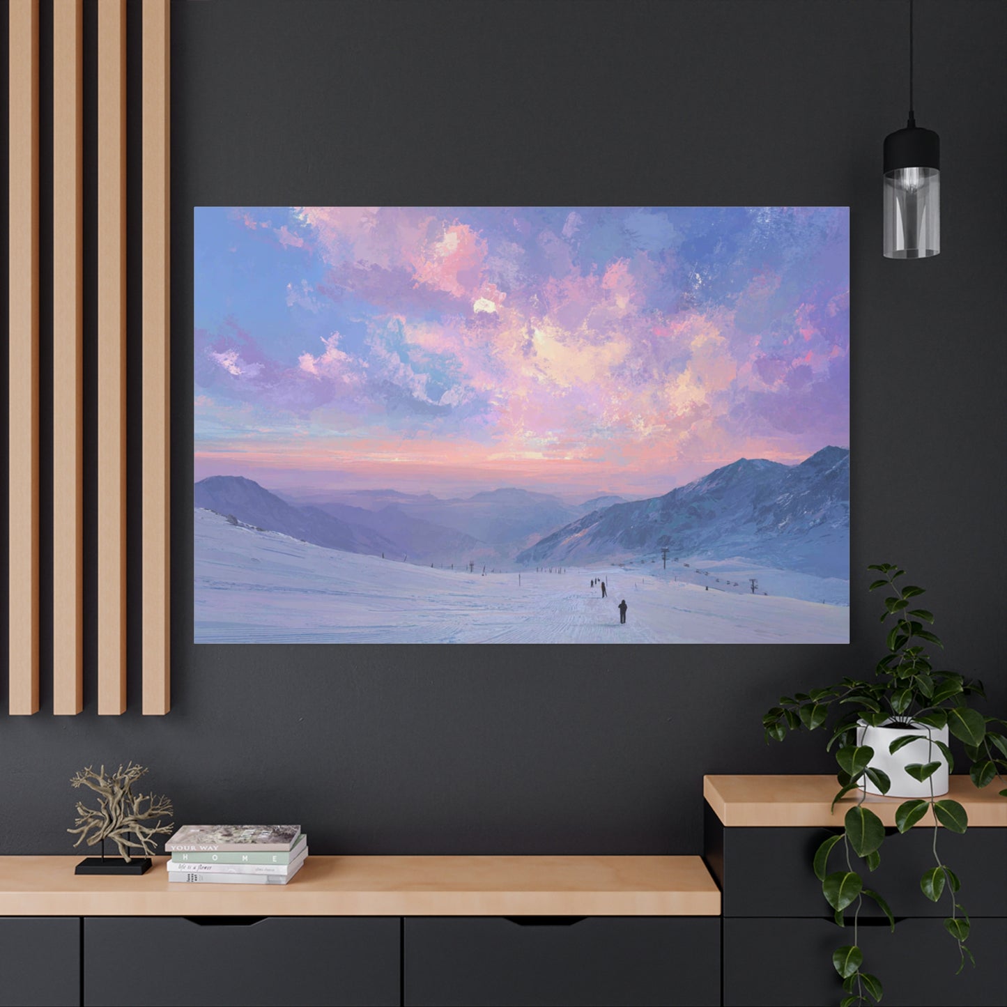 Canvas Art - Skiing Last Run of the Day Landscape