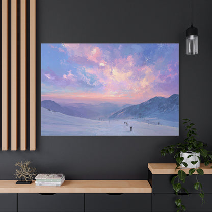Canvas Art - Skiing Last Run of the Day Landscape