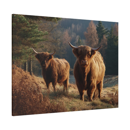 Highland Cattle Matte Canvas Print — Rustic Farmhouse Wall Art
