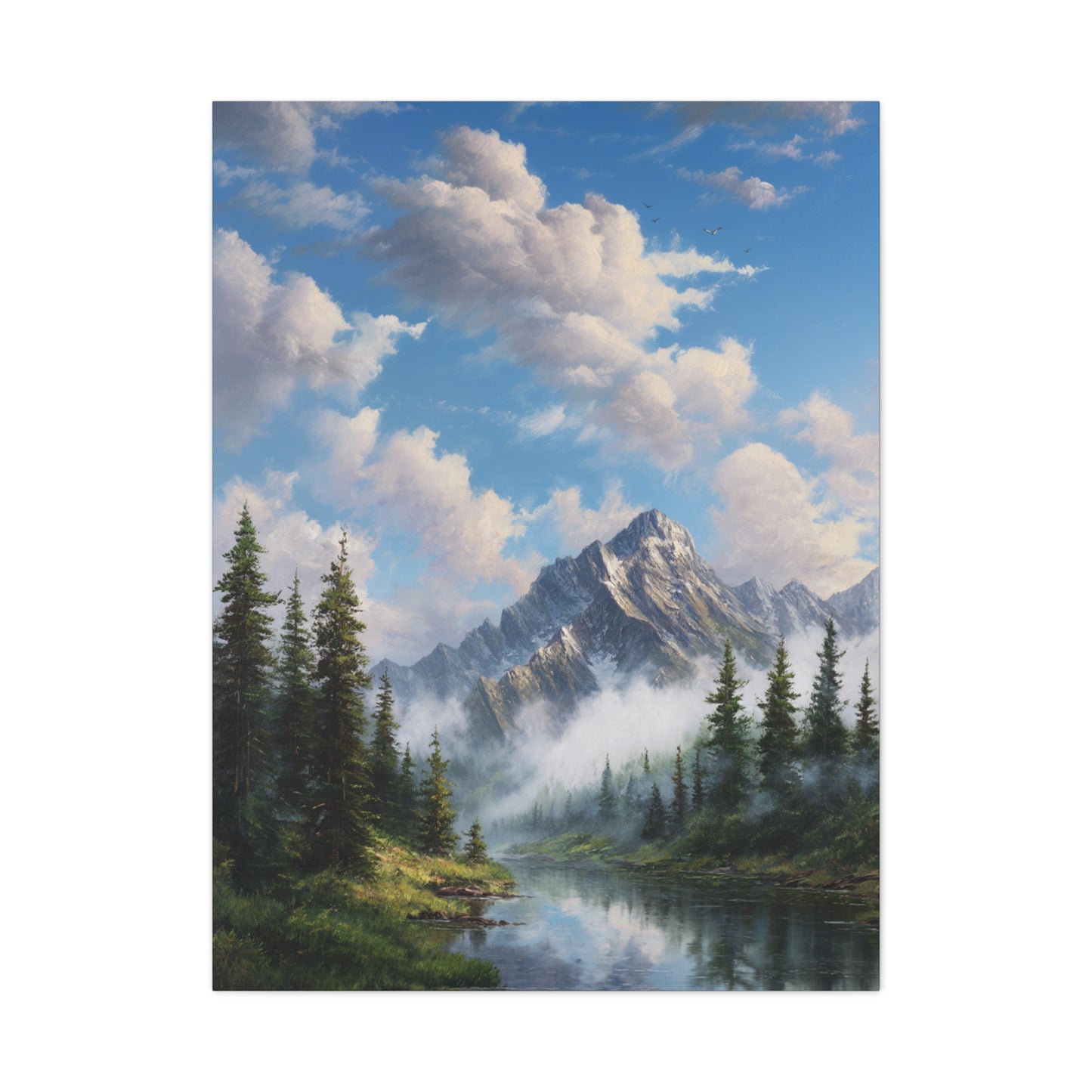 Mountain Lake Canvas Print — Serene Alpine Landscape Wall Art