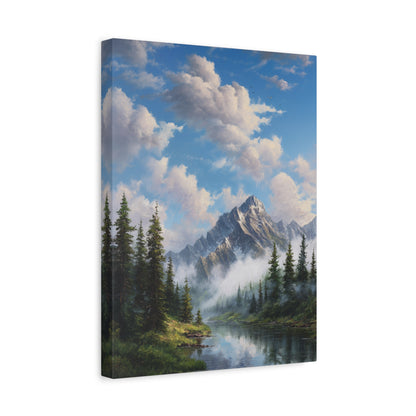 Mountain Lake Canvas Print — Serene Alpine Landscape Wall Art