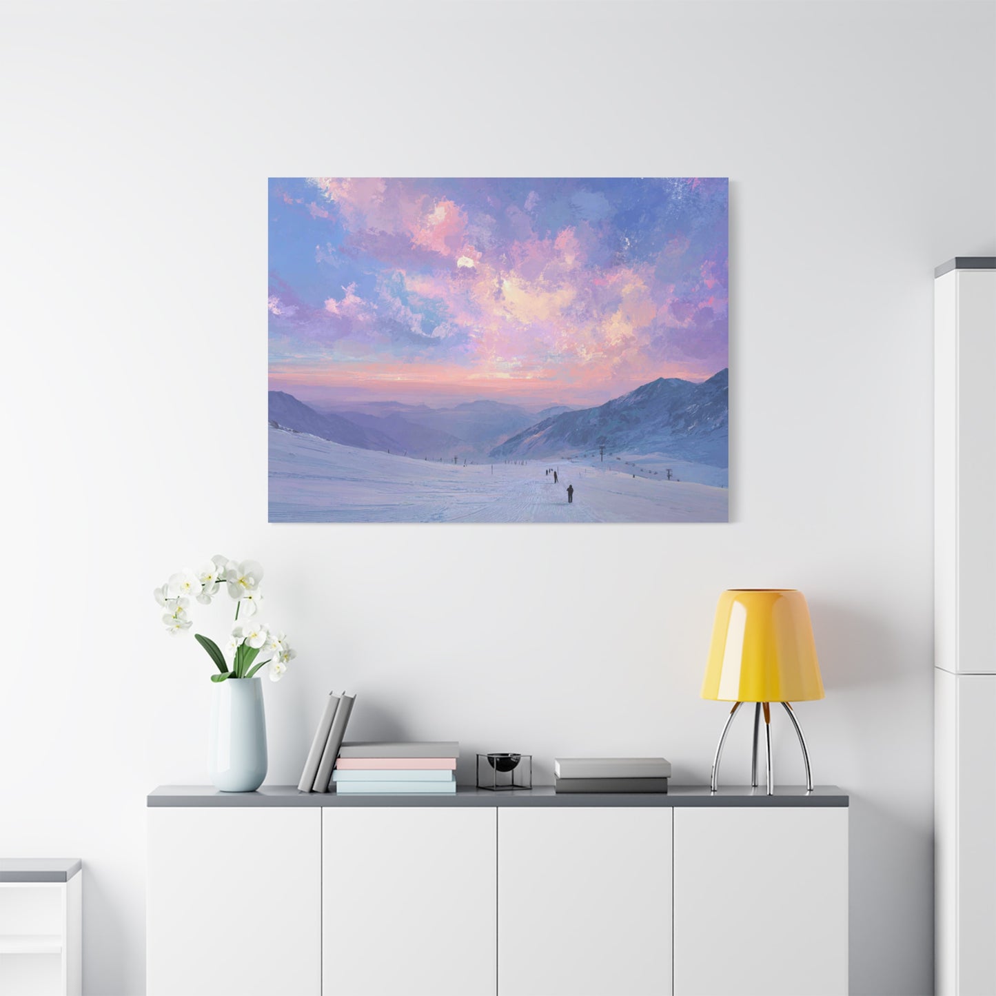 Canvas Art - Skiing Last Run of the Day Landscape