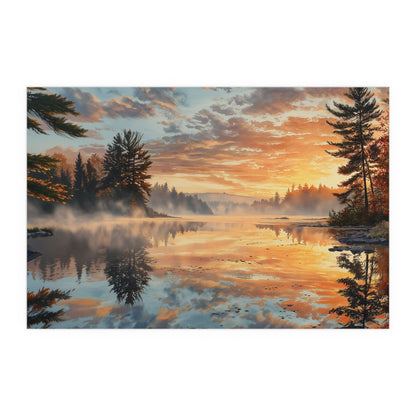 Autumn Lakeside Sunrise - Silk Paper Print