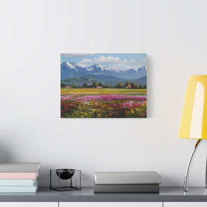 Canvas Print - Impressionist Mountain Landscape with Flowers