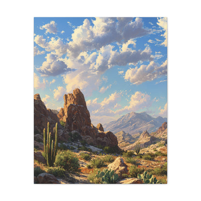 Desert Sunrise Landscape Vertical Canvas Print — Serene Southwest Wall Art