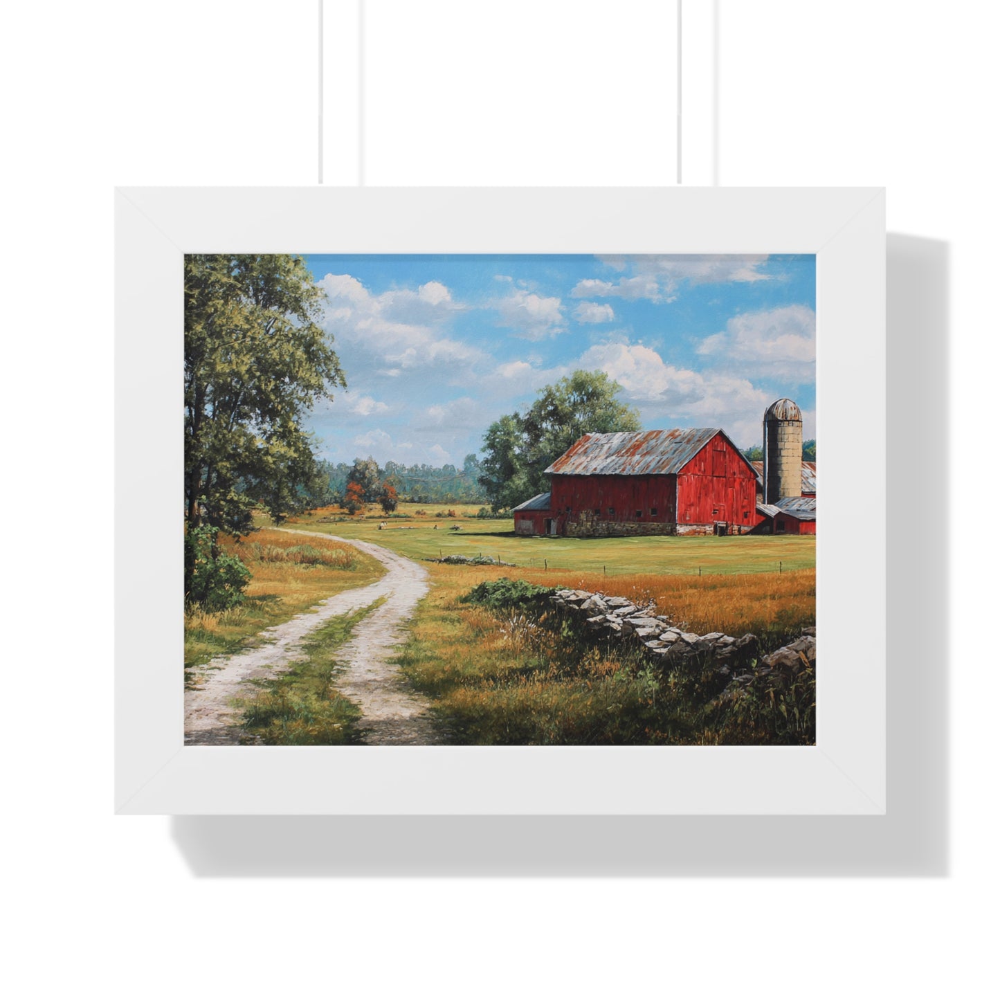 Rustic Red Barn Landscape - Framed Print