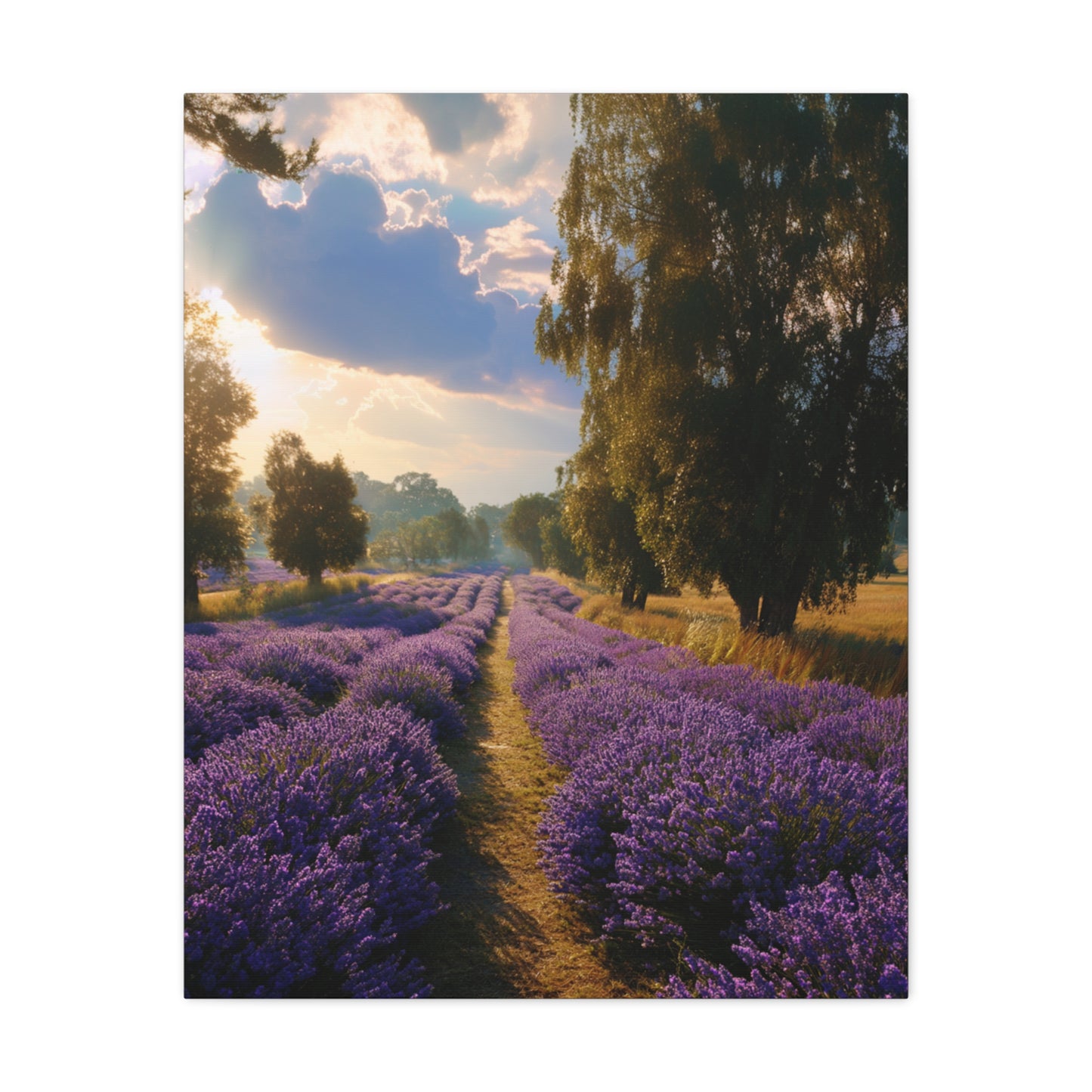 Lavender Field Vertical Canvas Print — Serene Floral Landscape Wall Art