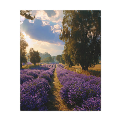 Lavender Field Vertical Canvas Print — Serene Floral Landscape Wall Art