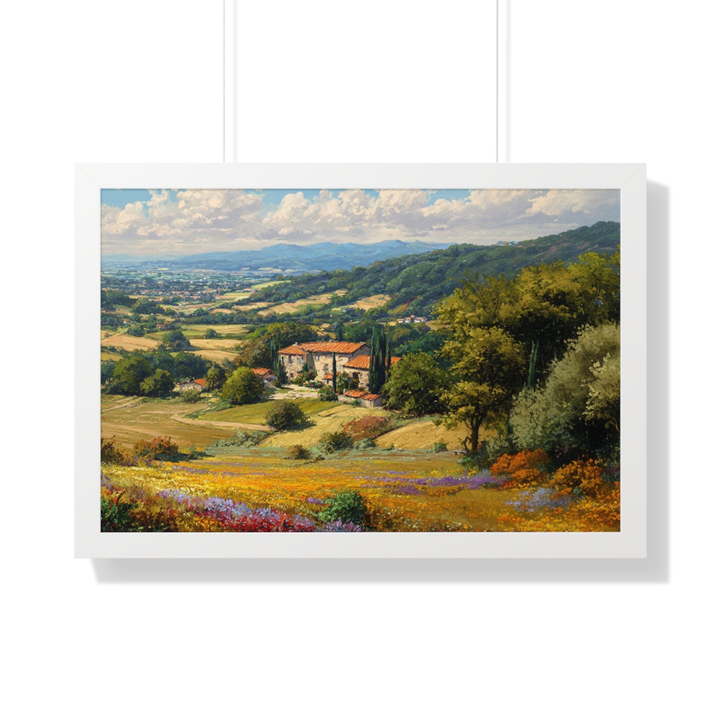 Tuscan Countryside Landscape Wall Art - Framed Art Print