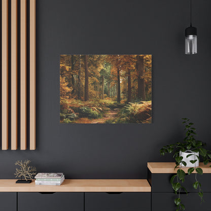 Autumn Forest Path Matte Canvas Wall Art — Stretched 1.25"