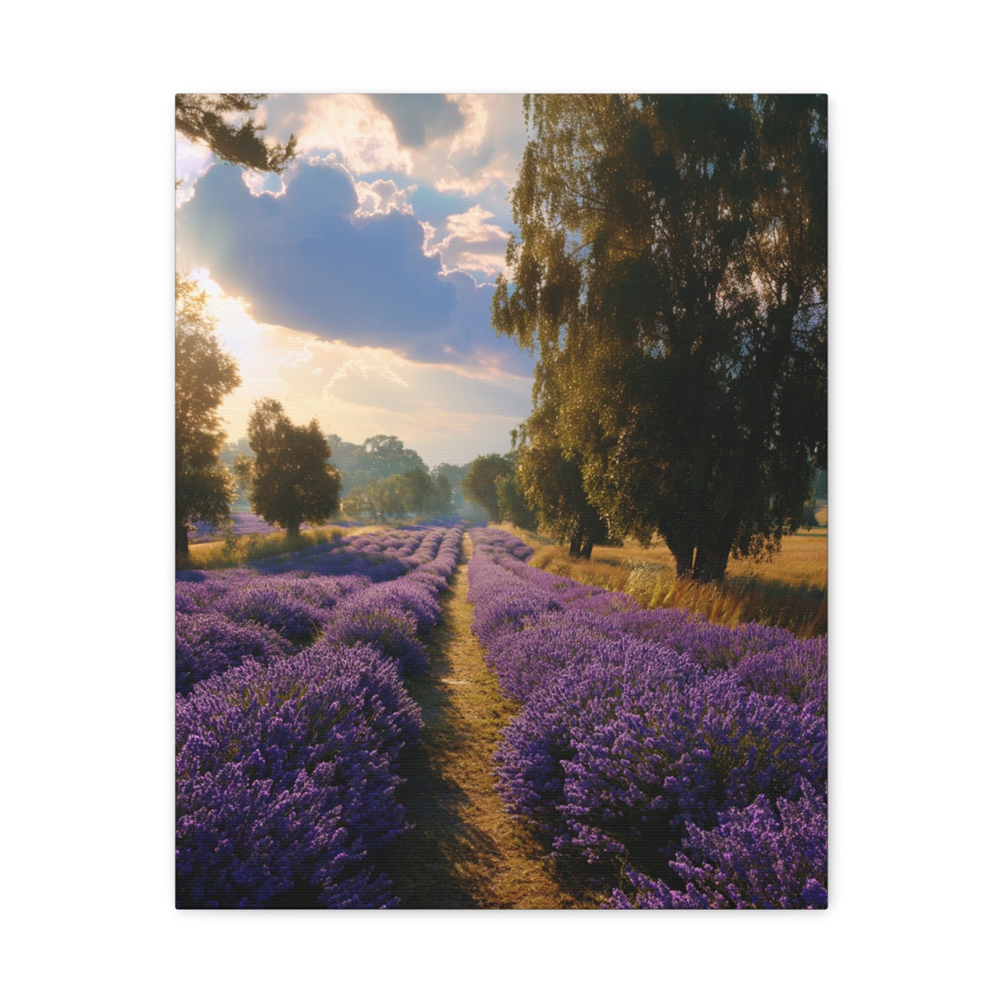 Lavender Field Vertical Canvas Print — Serene Floral Landscape Wall Art