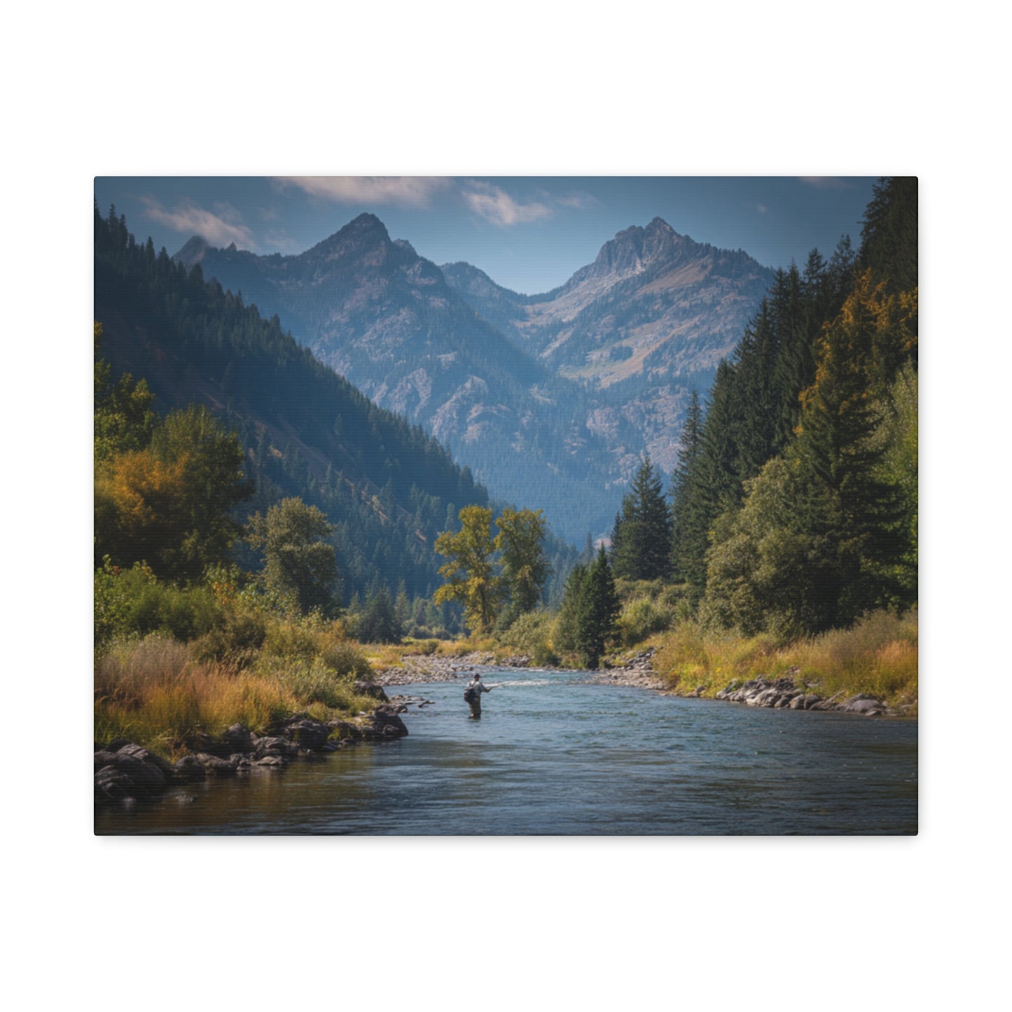 Canvas Art - Mountain Stream Fly Fishing