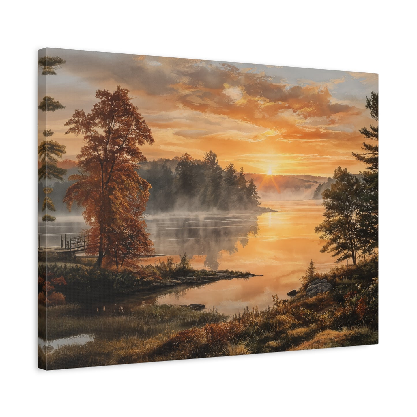 Autumn Sunrise Lake Canvas Print