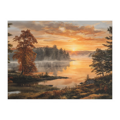 Autumn Sunrise Lake - Silk Paper Print