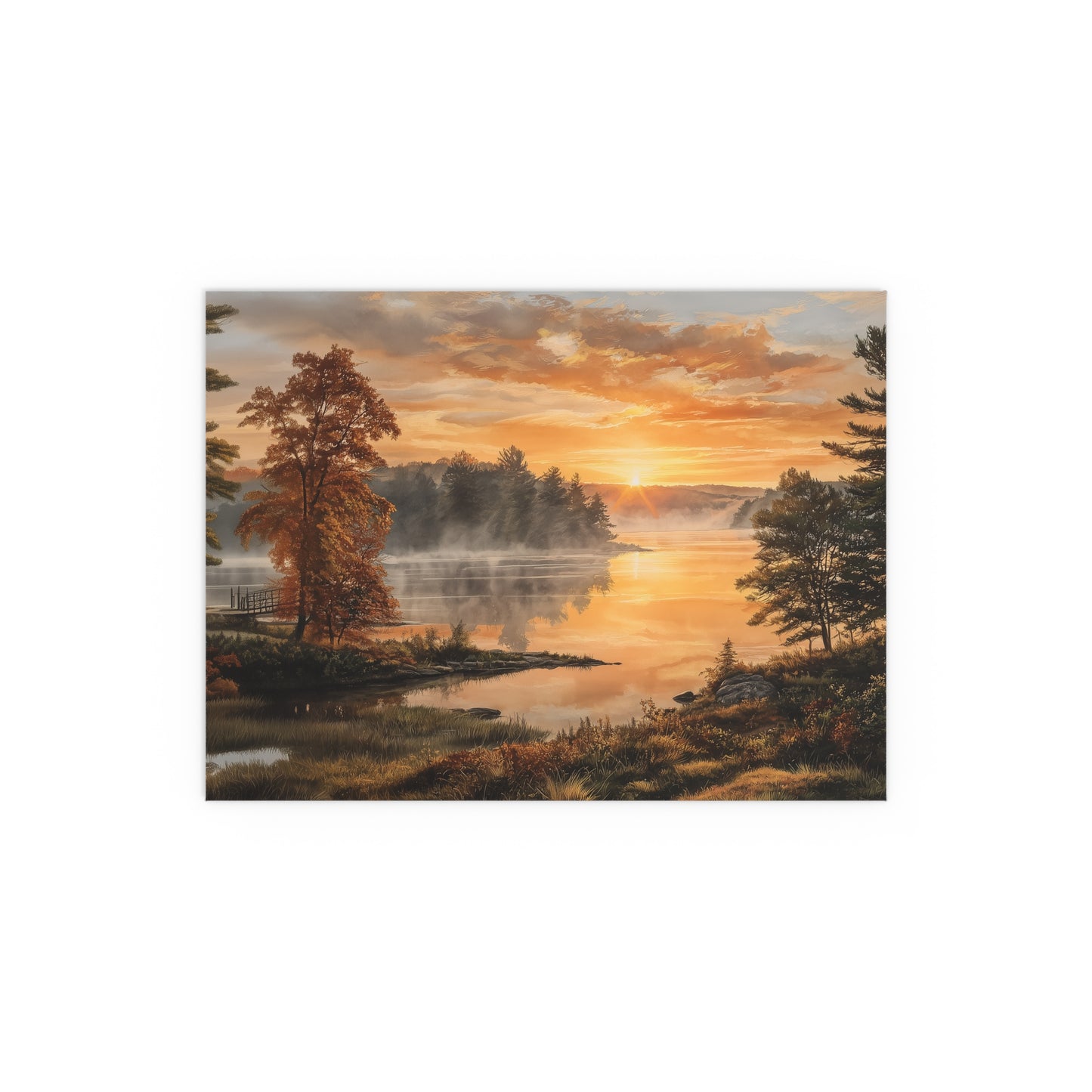 Autumn Sunrise Lake - Silk Paper Print