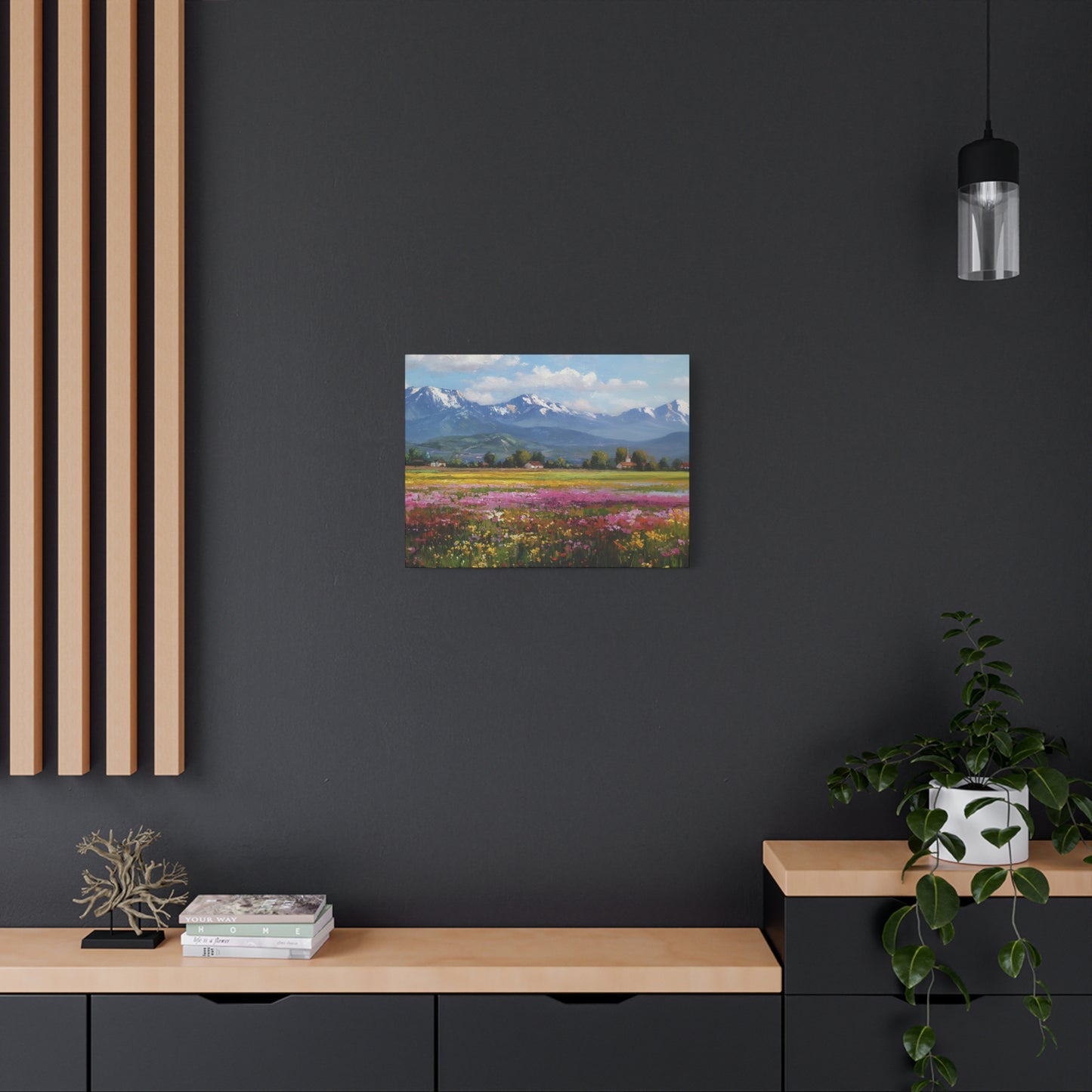 Canvas Print - Impressionist Mountain Landscape with Flowers