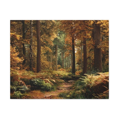 Autumn Forest Path Matte Canvas Wall Art — Stretched 1.25"