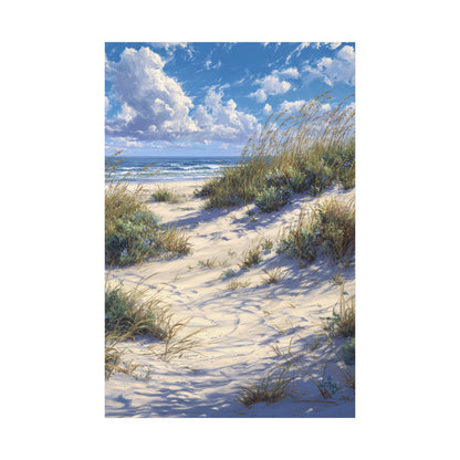 Coastal Dune Beach Vertical Canvas Print — Serene Seaside Wall Art