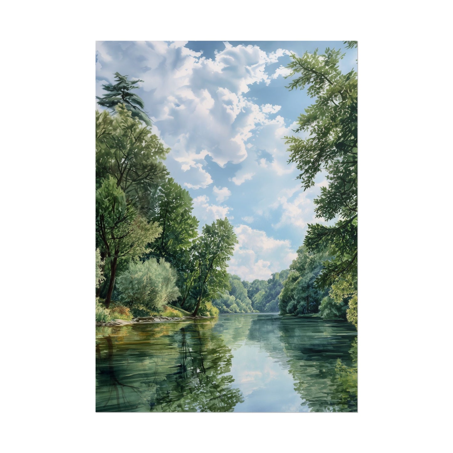River Reflection Print — Scenic Landscape Wall Art