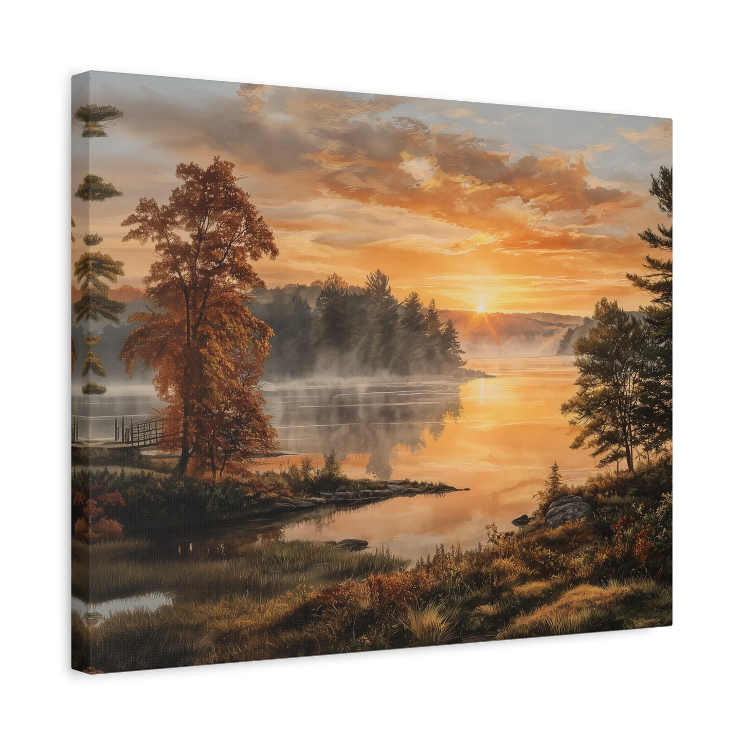 Autumn Sunrise Lake Canvas Print