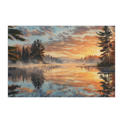 Autumn Lakeside Sunrise - Silk Paper Print