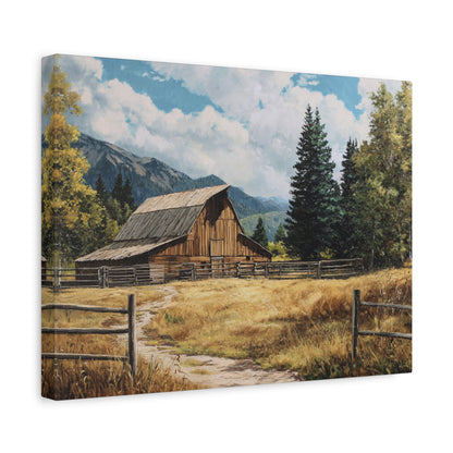 Rustic Barn Canvas Wall Art — Country Landscape Matte Stretched Print