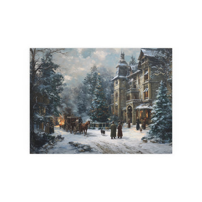 Victorian Winter Street Silk Paper Print — Indoor & Outdoor Decorative Print