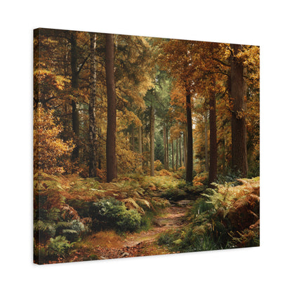Autumn Forest Path Matte Canvas Wall Art — Stretched 1.25"
