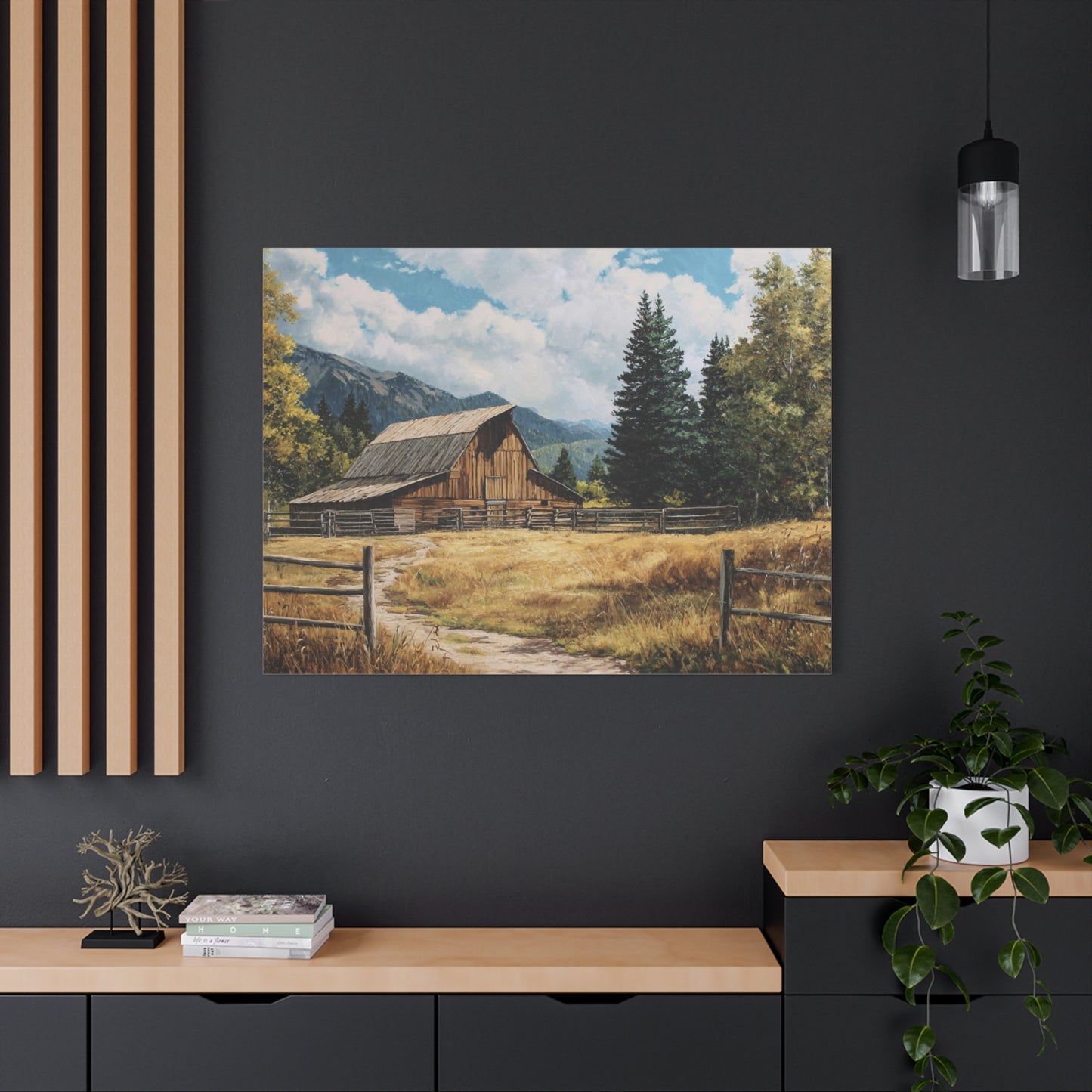 Rustic Barn Canvas Wall Art — Country Landscape Matte Stretched Print