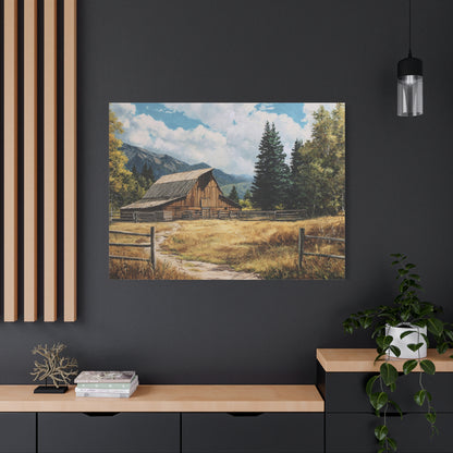 Rustic Barn Canvas Wall Art — Country Landscape Matte Stretched Print