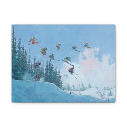 Canvas Print, Skiers Delight Jump Sequence Matte Wall Art, Skiers Gift, Skiing Decor, Winter Sports Poster, Ski Lodge Decoration