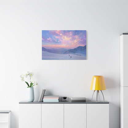 Canvas Art - Skiing Last Run of the Day Landscape