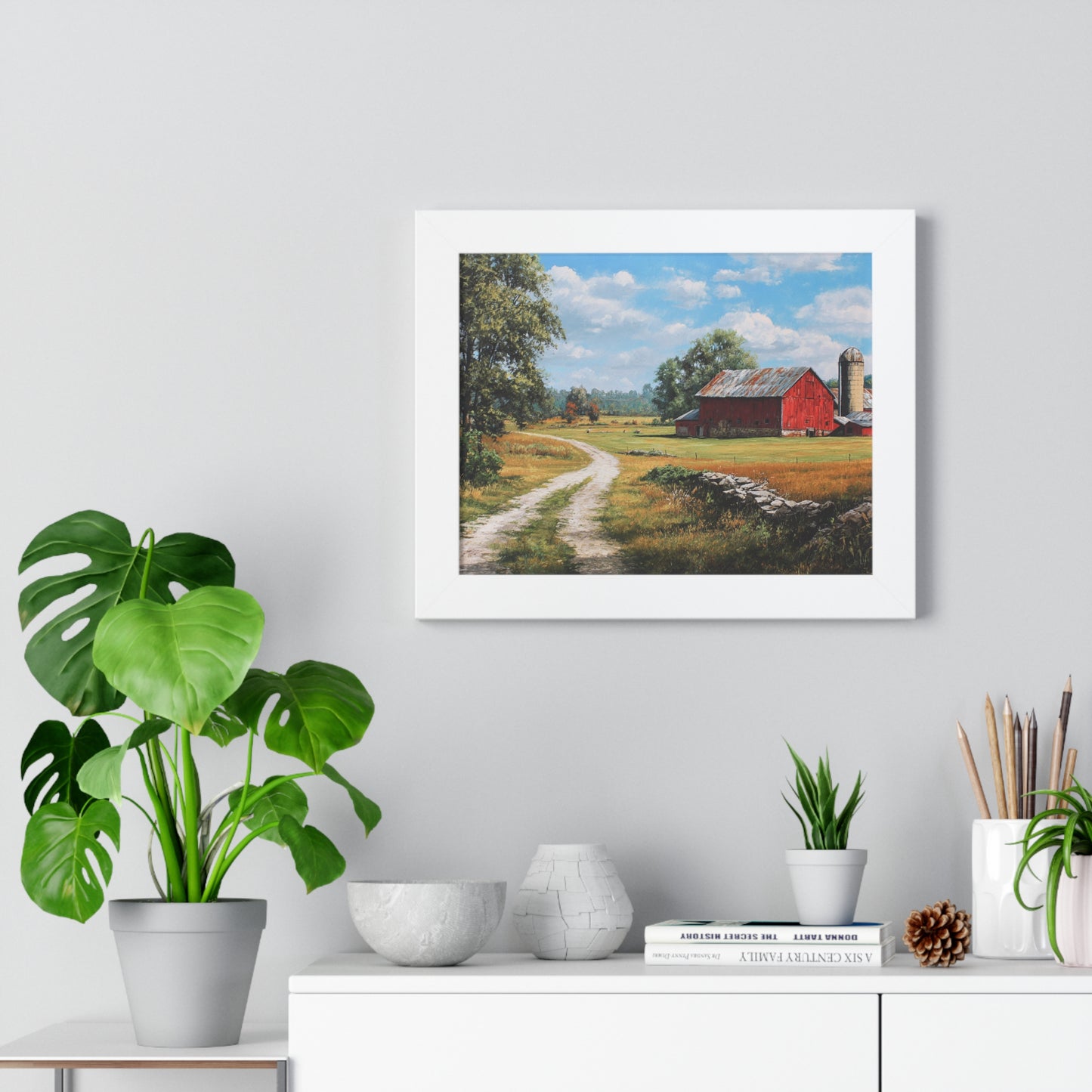 Rustic Red Barn Landscape - Framed Print